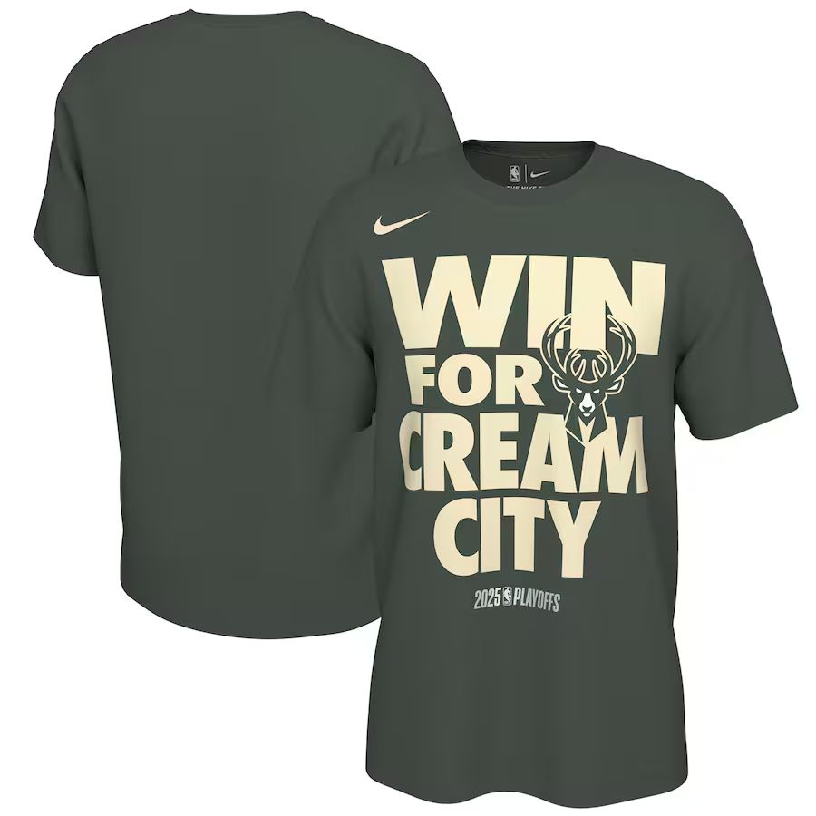 Men 2025 Milwaukee Bucks NBA playoff T-shirt
